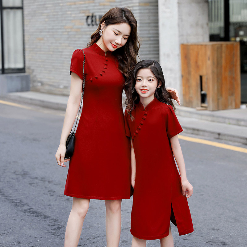 高端亲子装母女装中国风复古洋气旗袍2021新款改良礼服连衣裙夏装