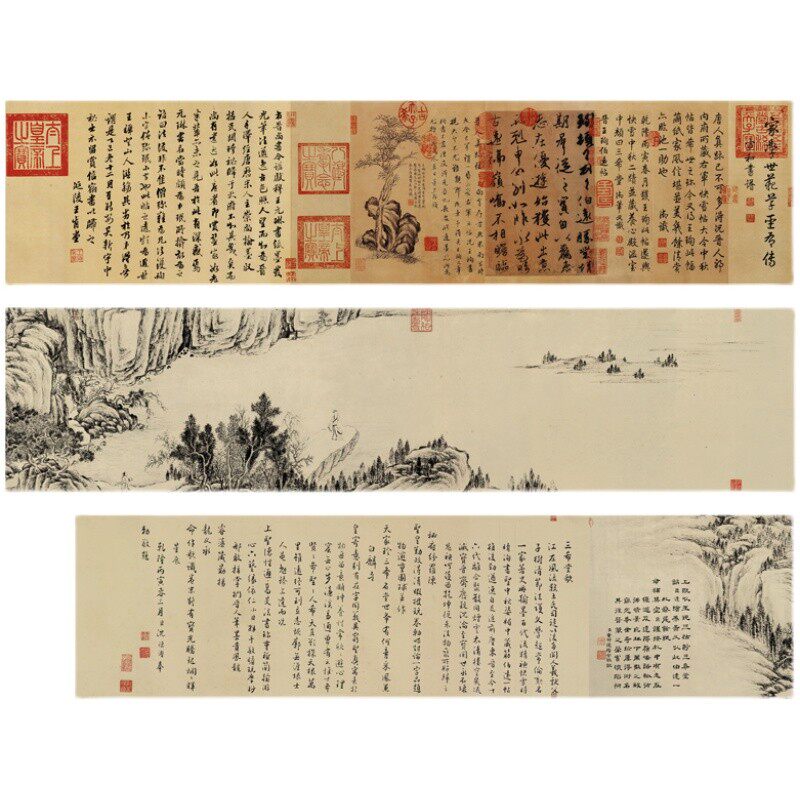 晋 王珣 伯远帖全卷高清微喷装裱手卷收藏送礼临摹学习书房装饰画