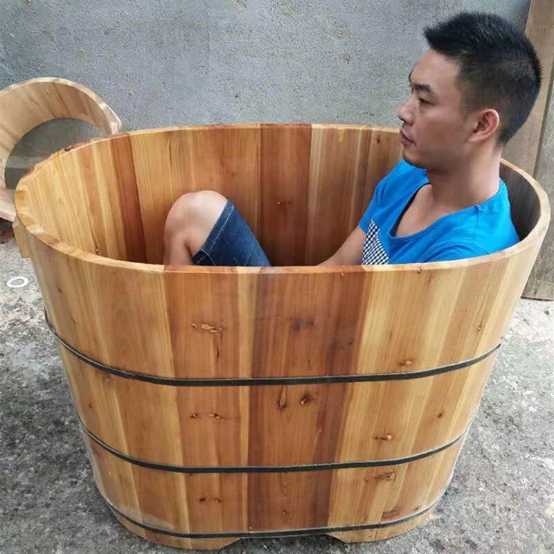 沐浴桶木桶浴桶成人泡澡桶浴缸儿童洗澡盆实木熏蒸洗澡桶加盖包邮