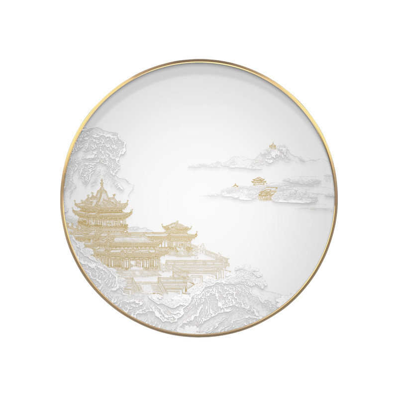 新中式客厅沙发景背景墙挂画圆形玄关浮雕装饰画餐厅卧室立体壁画