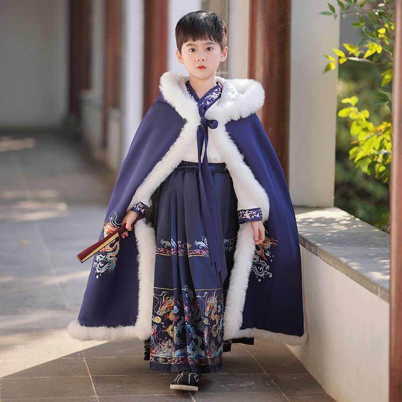 汉服男童马面裙春秋儿童2024龙年新款春装国风唐装男孩古装新中式