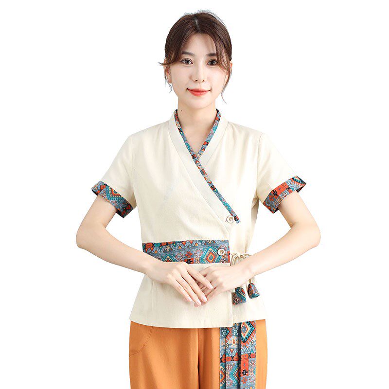 泰式SPA按摩技师工作服套装女养生采耳师服装足疗足浴工装短长袖