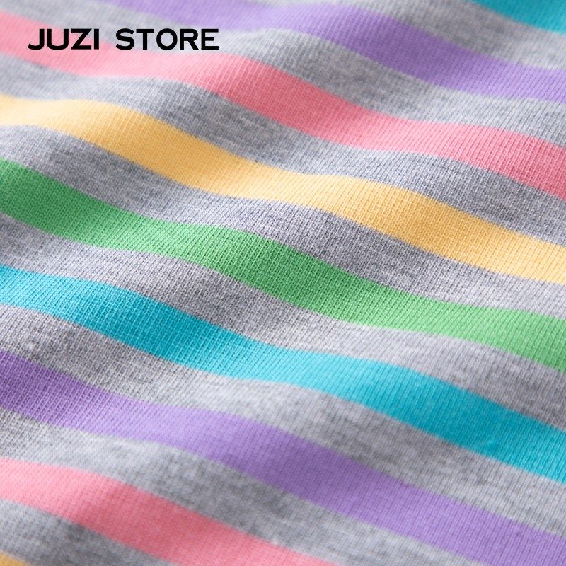 JUZI STORE童装细腻粗针彩虹条纹上装背心中性男童女童1123302
