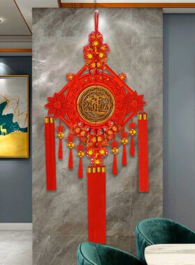 中国结挂件客厅高档大号桃木福字入户门电视背景墙装饰过年挂饰