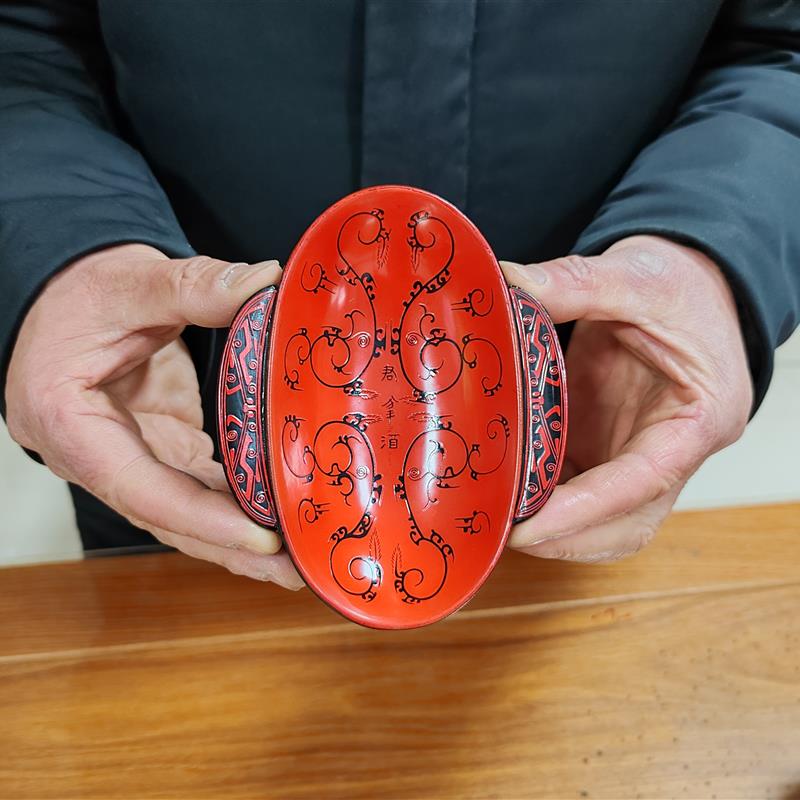 曾楚漆器君幸酒云纹仿古耳杯 长沙马王堆汉朝风格漆器杯