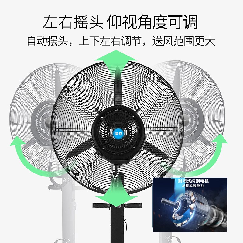 工业喷雾电风扇加湿降温水冷雾化除尘排风强力户外商用摇头落地扇图片