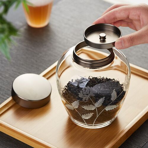 玻璃茶叶罐密封罐大号透明咖啡花茶存储罐普洱茶罐收纳瓶存茶罐子