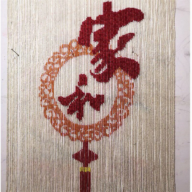 成品水晶实木珍珠帘子家和平安福字等图家用好风与水基本款挡与隔