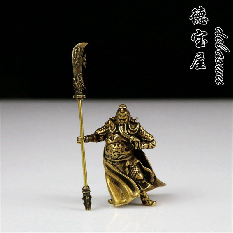 纯铜关公威武大气武财神关二爷关羽铜像桌面摆放车载汽车摆件小号