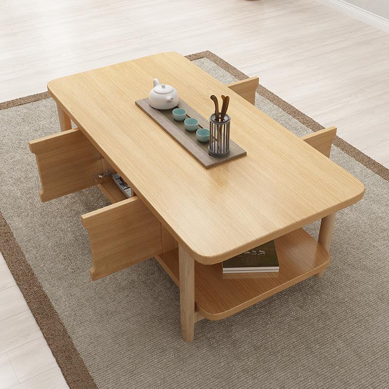 电视柜日式简约新中式实木支撑脚经济小户型客厅茶几电视柜组合