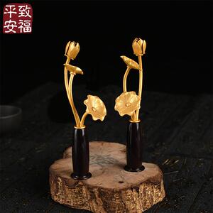 致福平安日式供花纯铜花瓶供花3束供奉