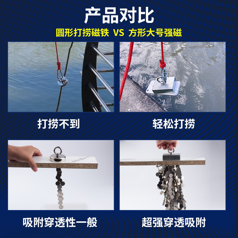 高性能81x61x25打捞废铁强磁日捞500斤打捞神器大号强磁可捞手机