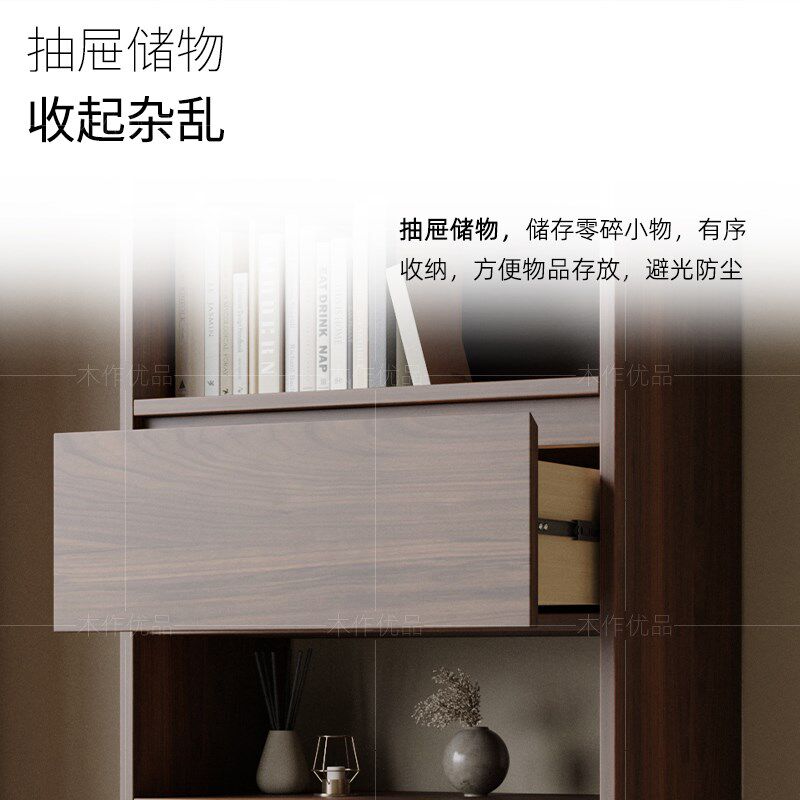 中古风实木书架书柜隔断柜法式复古置物架展示柜博古架客厅储物柜