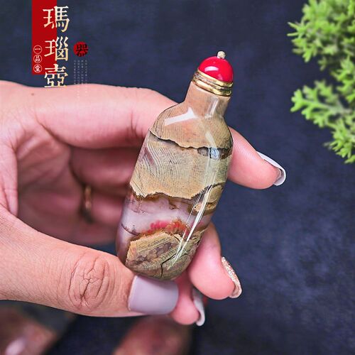 一品堂天然玛瑙内画鼻烟壶上新了家居摆件闻香壶精品送老外纯手工