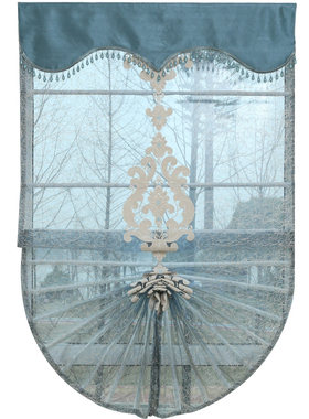 纱帘欧式鸟巢纱百叶绣花窗帘客厅阳台餐厅厨房扇形罗马帘升降帘