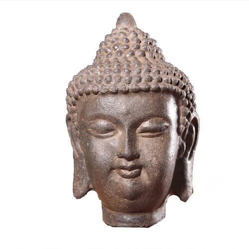 仿青石中国禅意摆件复古底座书房茶室茶宠中号佛头