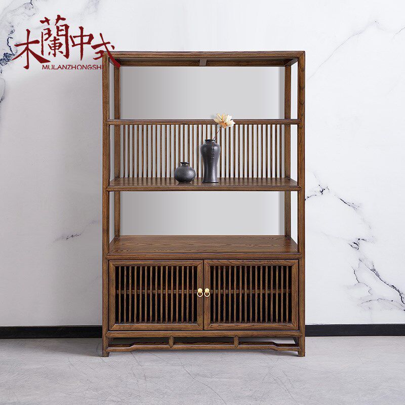 新中式博古架茶具架玄关展示柜实木多宝阁屏风隔断客厅茶室置物架