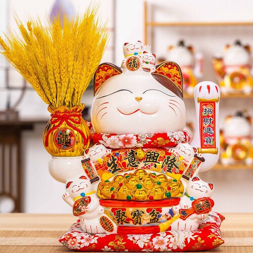招财猫摇手摆件特大号发财猫公司店铺前台收银台新店开业送礼品