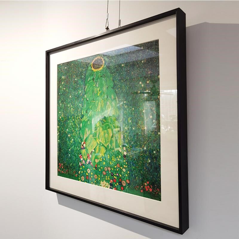 克里姆特《向日葵》带精美铝合金画框装裱46x46cm客厅挂画版画