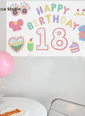 生日装饰场景布置投影灯儿童周岁男女宝宝百天18岁背景墙氛围道具