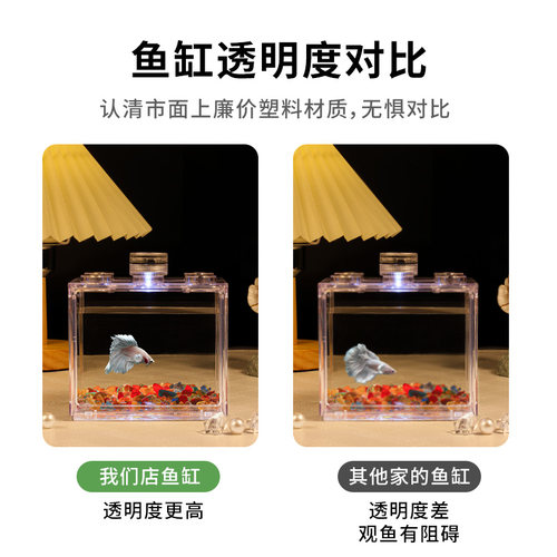 斗鱼专用缸亚克力小型积木家用客厅创意造景生态迷你高透桌面摆件