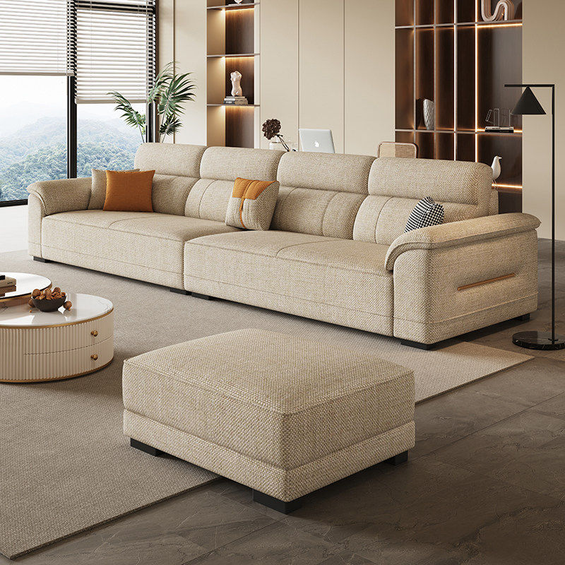 华意空间2024意式极简棉麻布艺沙发客厅新奶油风简约直排可拆洗雪