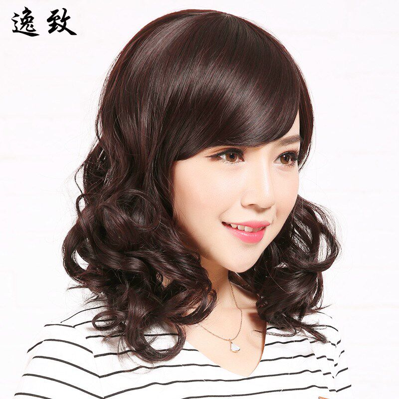 真发假发女短发中老年假发中长卷发蓬松中长发款真发妈妈假发包邮