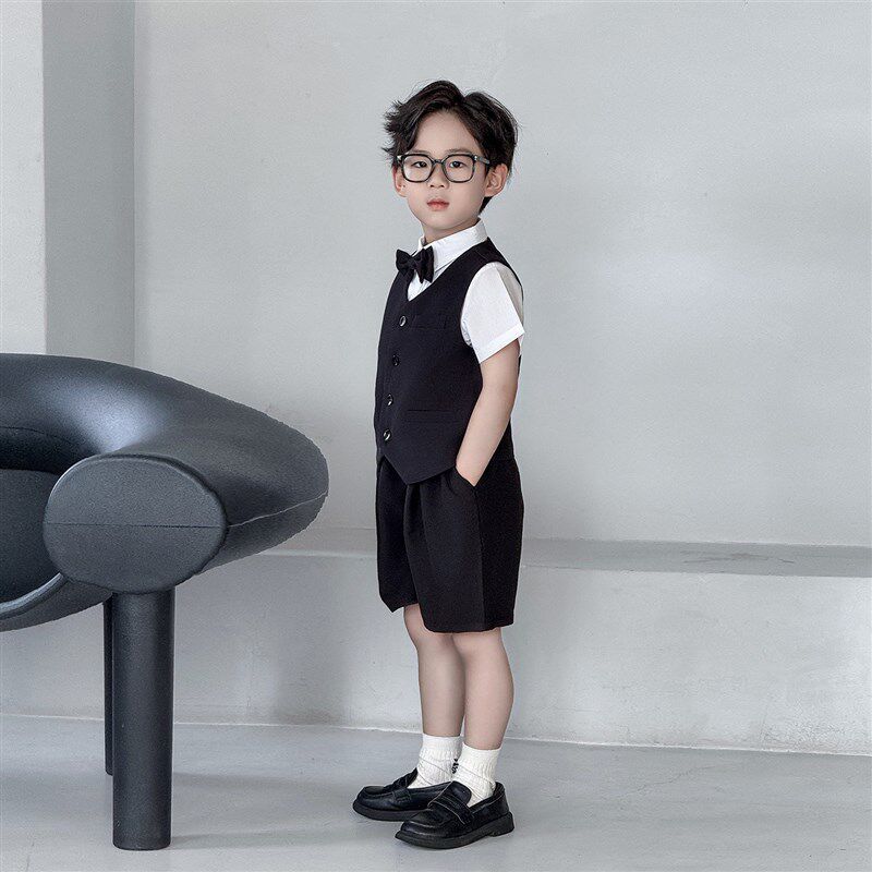 男童高级感主持人礼服2025夏男孩生日洋气西装套装英伦小少爷西服