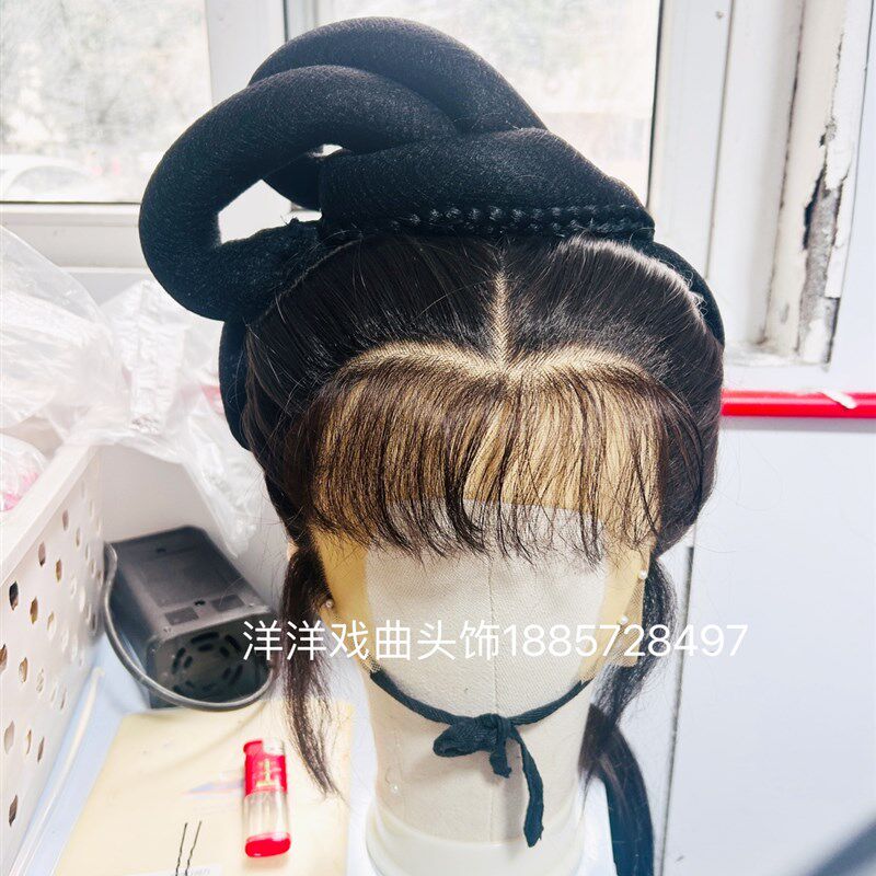 新款戏曲头饰发包头垫花旦小旦正头偏头发包小姐花旦造型影视公主