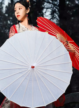 纯手工舞蹈伞绸布油纸伞汉服古代伞红色儿童古装伞成人古典伞2021