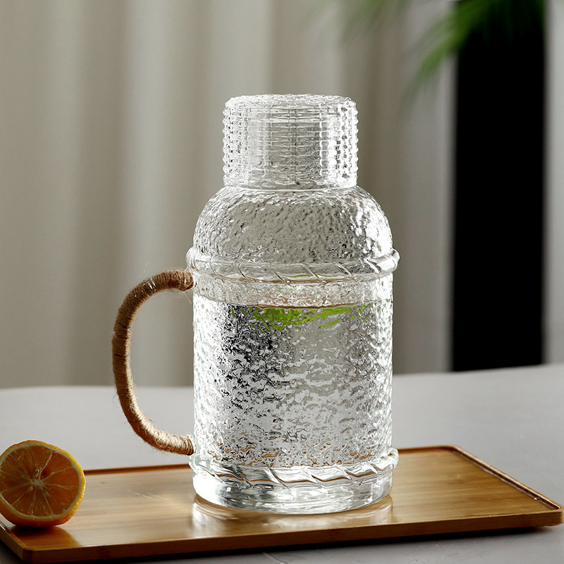 锤纹凉水壶玻璃耐高温大容量装水晾水瓶水杯套装冷水壶耐热家用