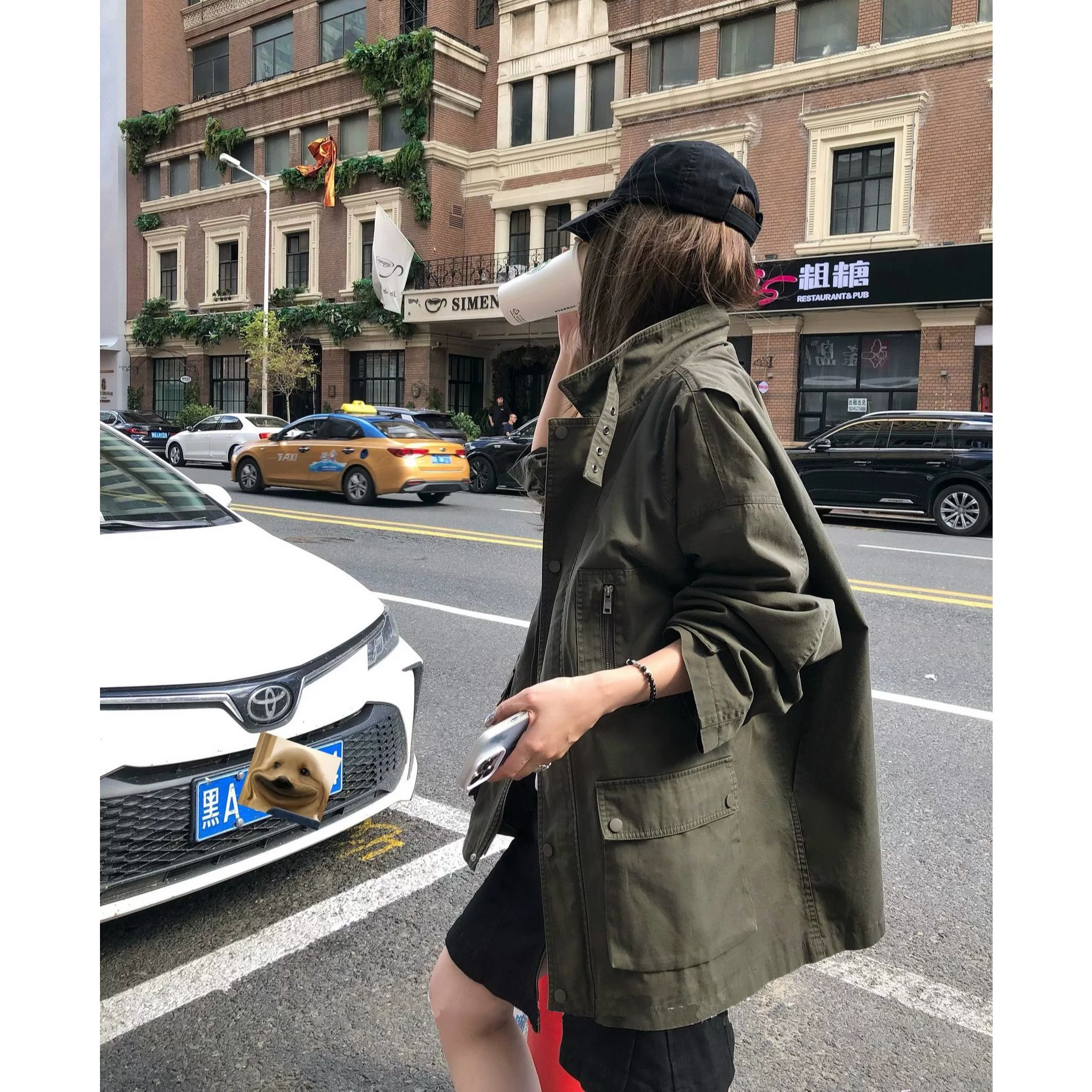 范智贤sister绿色中长款风衣