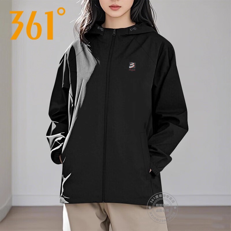 361风衣女2026新款秋季薄款透气黑色上衣开衫连帽夹克外套运动服图片