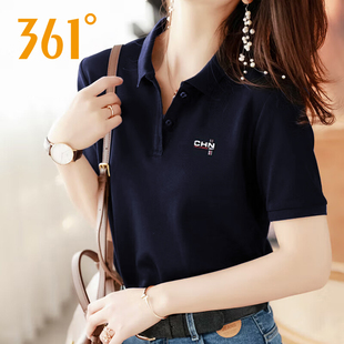 361女士纯色短袖polo衫夏季新款时尚翻领t恤女休闲上衣562524003A