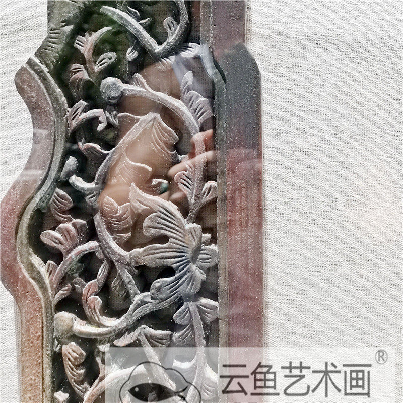 木雕窗户实物画立体装饰新中式禅意卧室沙发客厅玄关单幅无框有框