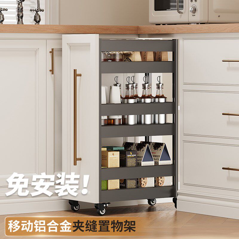 厨房小推车定制可装门板夹缝转角收纳橱柜内置小推车调味料置物架