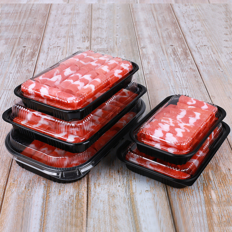 羊肉卷盒子牛羊肉卷包装盒食品打包盒黑色肥牛卷一次性塑料盒子
