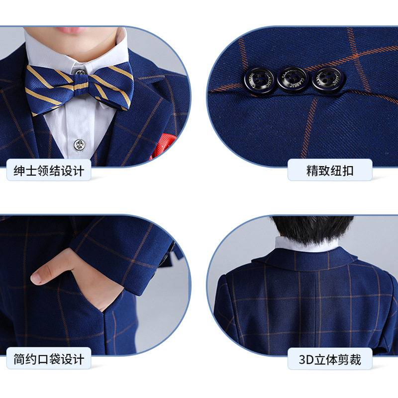 儿童礼服男孩西装马甲套装主持人钢琴演出西服男童花童中大童秋冬