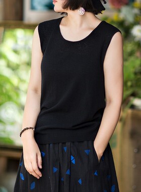 忘城8880座/初秋的况味/2021秋三色48支精纺全羊毛黑色背心毛衣女