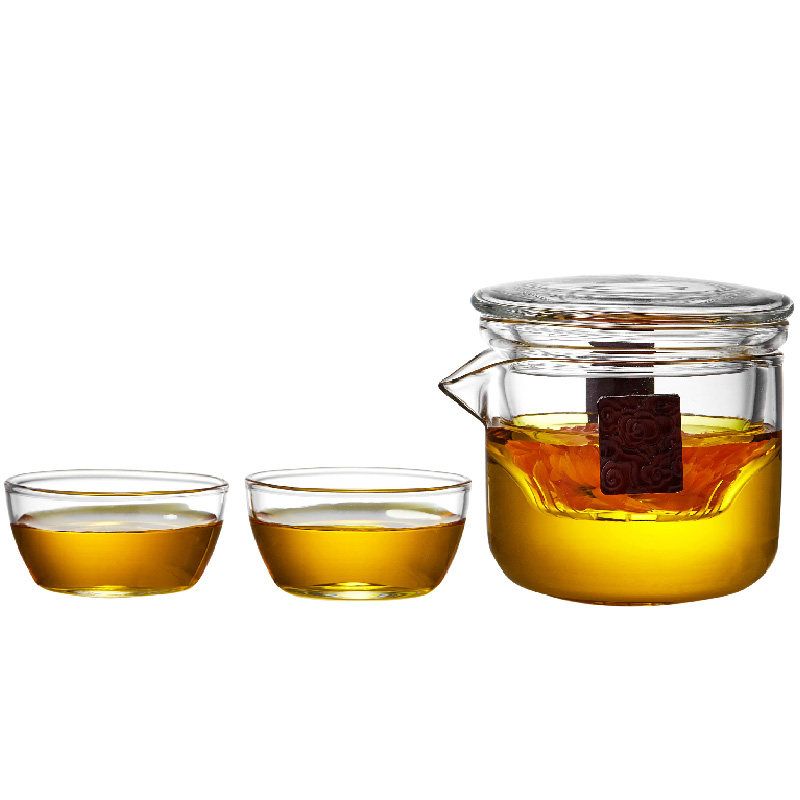 玻璃快客杯一壶二杯便携户外套装隔热单人功夫茶具家用泡茶壶茶杯