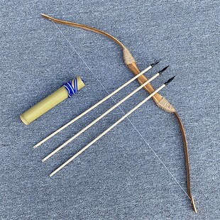 竹木质弓箭玩具儿童射击弹射箭支cos道具弓仿古舞台表演古装拍照