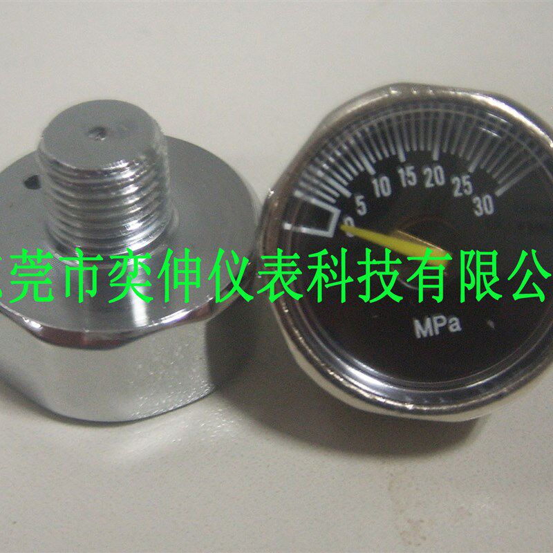 25MM轴向迷你气泵压力表0-30MPA接口M10,气瓶压力表,高压潜水表