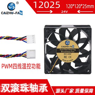 全新DC12025进口双滚珠轴承大风量24V12V FG+PWM温控调速散热风扇