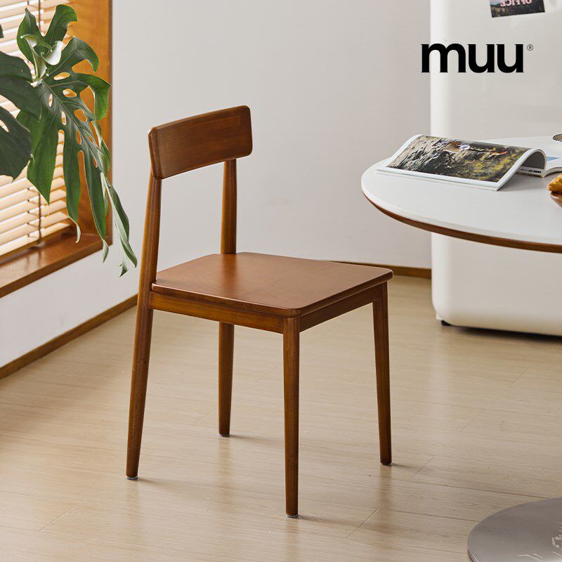MUU全实木餐椅简约现代家用书桌椅小户型餐桌椅北欧日式原木椅子