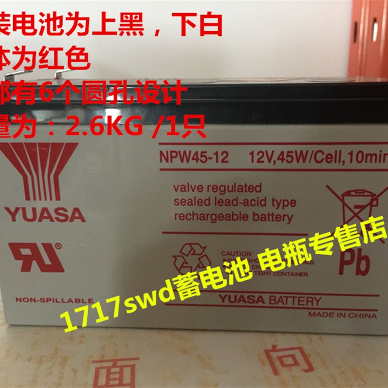 汤浅YUASA蓄电池 NPW45-12 12V45W 仪器仪表 UPS电源用电瓶