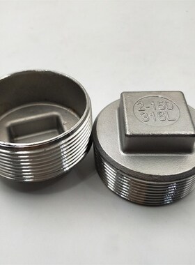 316不锈钢外丝堵头4分6分1寸2寸3寸外螺纹塞头DN80管道堵帽耐腐