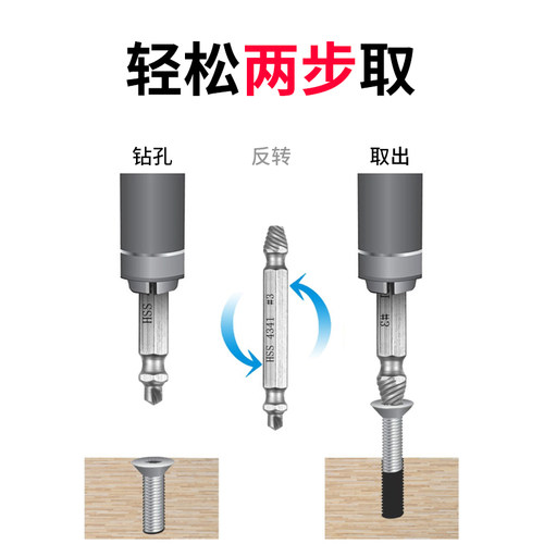 强者断丝取出器滑螺丝维修工具断螺丝修复起子双头断丝取丝器丝锥