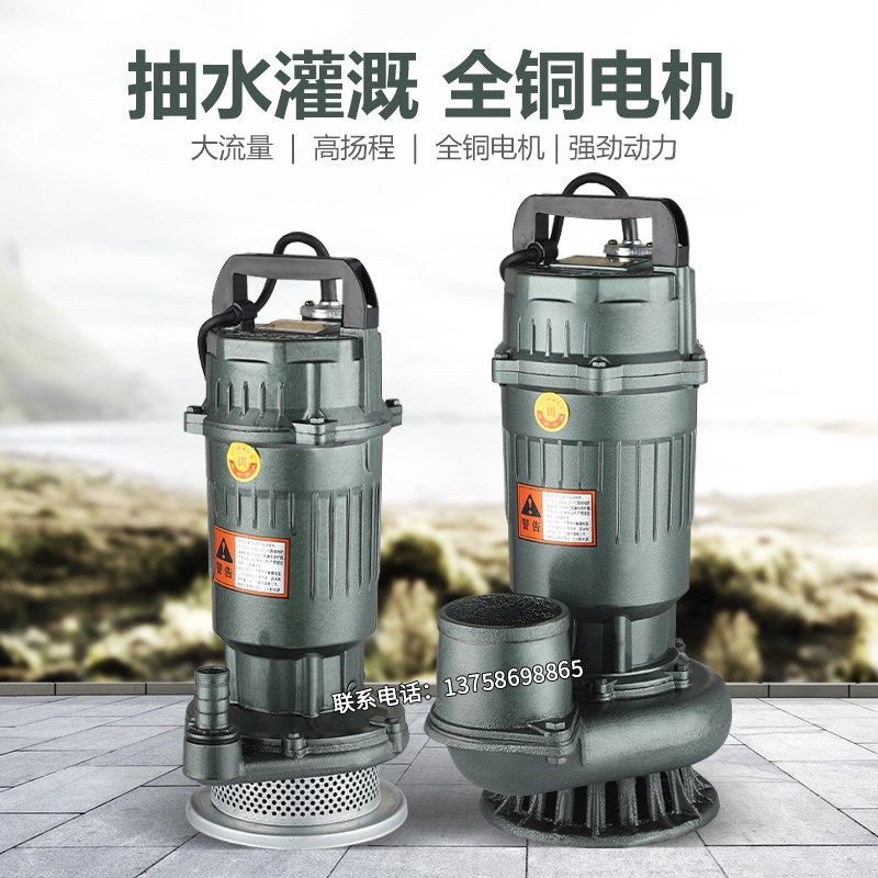 农用家用220V鱼塘小型潜水抽水机1寸2寸3寸4寸清水泵高扬程大流量