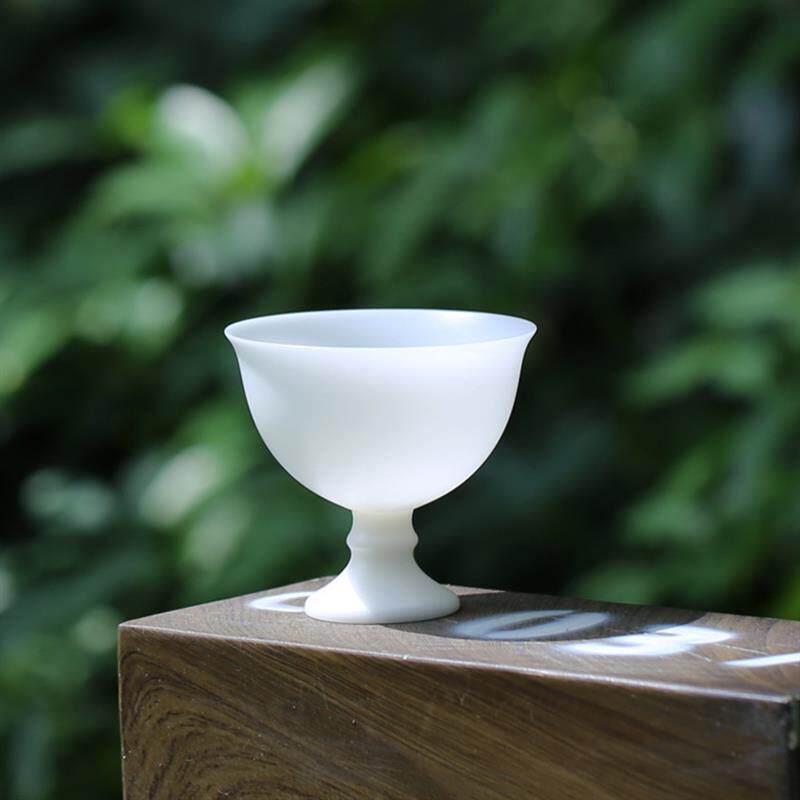 夏禾茶具高级茶杯素烧冰种玉瓷主人杯高脚大容量高足喝茶杯带礼盒