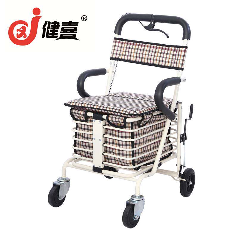 可携式老年购物车成人滑板车折叠座椅可坐四轮买菜休闲助步手推车